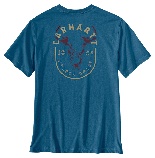 Carhartt Irvine Relaxed-Fit Skull Graphic Short-Sleeve T-Shirt - Dark Tranquil Blue - S