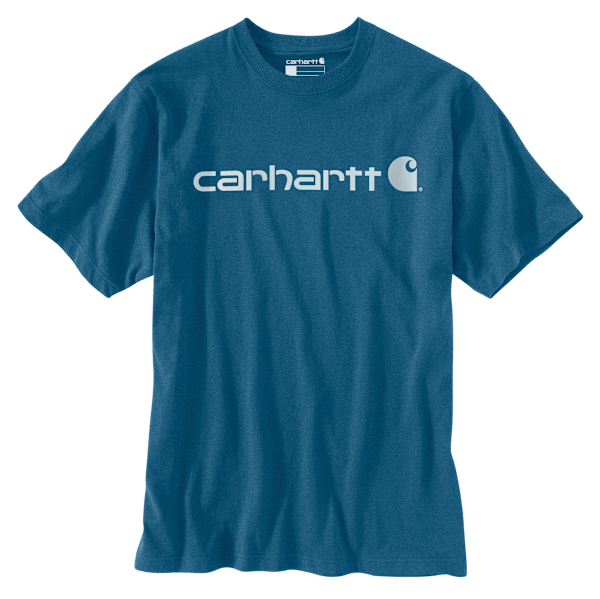 Carhartt Logo Graphic Loose-Fit Heavyweight Short-Sleeve T-Shirt - Dark Tranquil Blue Heather - M