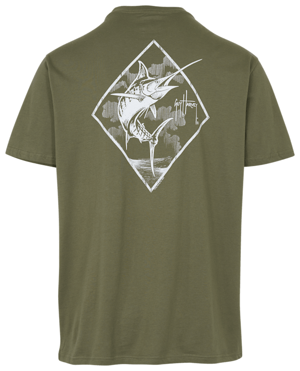 Guy Harvey Diamond Stencil Short-Sleeve T-Shirt - Deep Lichen Green - XL