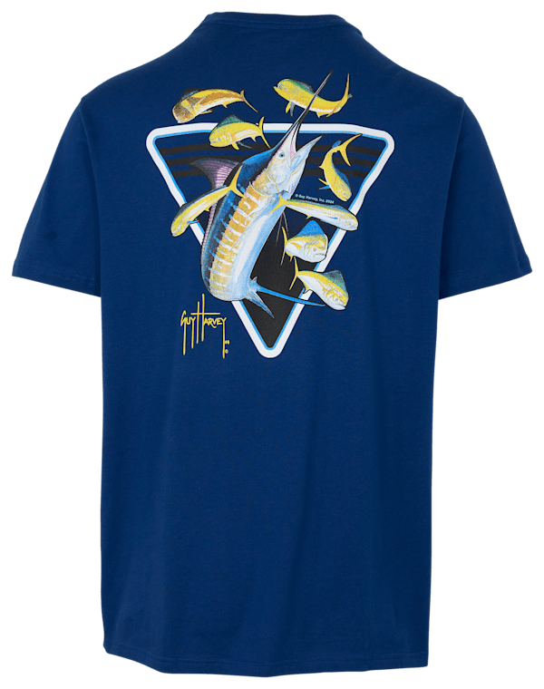 Guy Harvey Marlin Dorado Short-Sleeve Pocket T-Shirt - Estate Blue - XXL