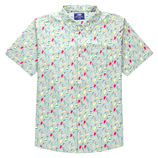 AFTCO Boatbar Short-Sleeve Button-Down Shirt for Men - Gray - XL