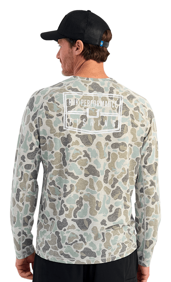 Huk Drift KC Print Crew-Neck Graphic Long-Sleeve Shirt - Volcanic Ash - S