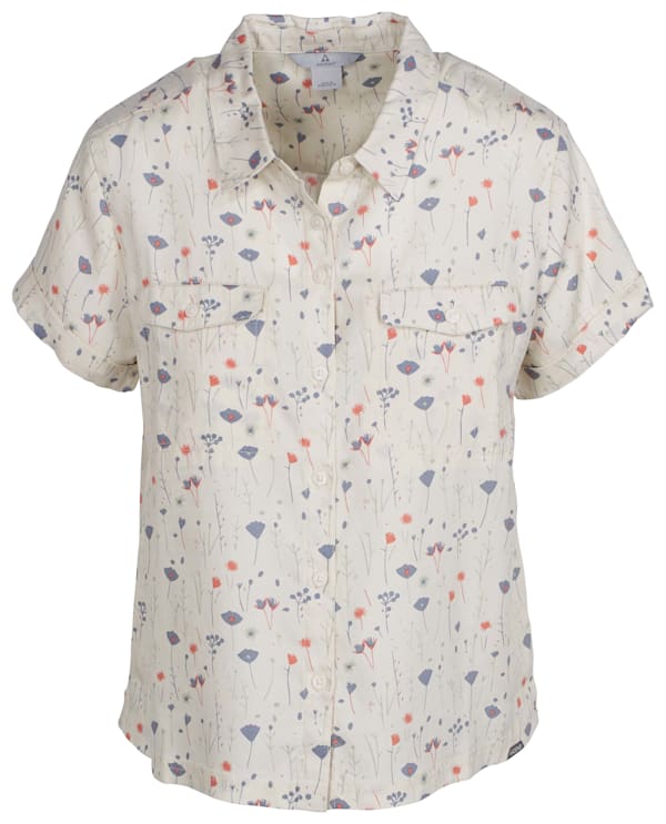 Ascend Camp Button-Down Short-Sleeve Shirt - Bone White Boreal Print - XL