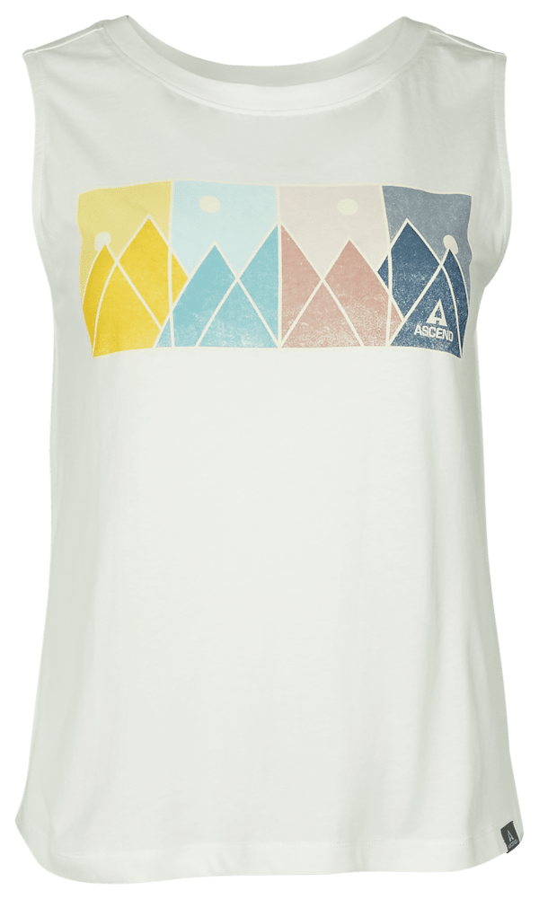 Ascend Organic Mountain Graphic Tank Top - Bright White - M