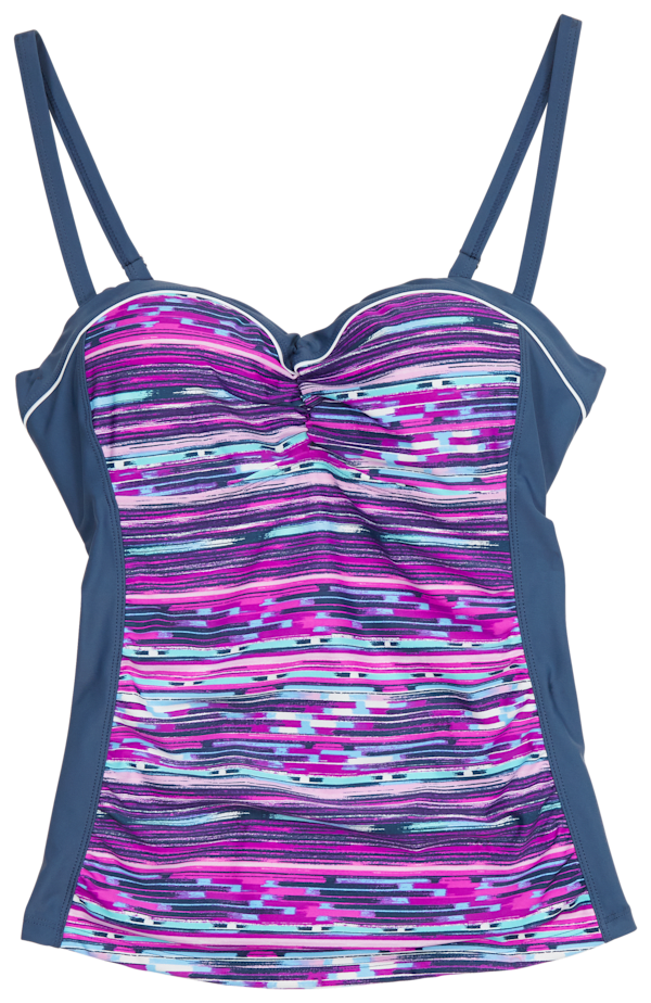Free Country Tankini Top for Ladies  - Cancun Dash Pink Orchid/Slate - S