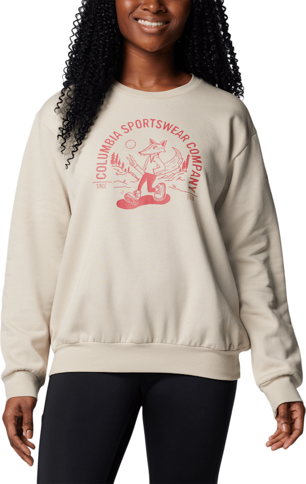 Columbia Hart Mountain III Foxy Stroll Graphic Sweatshirt for Ladies - Dark Stone/Foxy Stroll - XXL