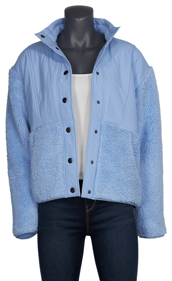 Natural Reflections Drop-Shoulder Snap Sherpa Jacket - Hydrangea - L