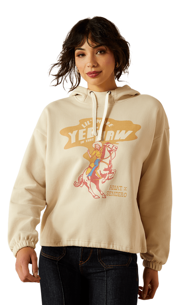 Ariat Essential Sendero Yeehaw Long-Sleeve Hoodie for Ladies - Oyster Grey - L