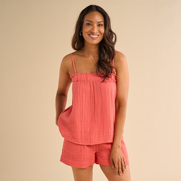 Natural Reflections Double Cloth Cami - Spiced Coral - L