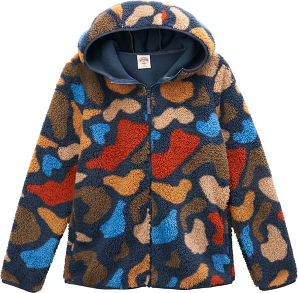 Outdoor Kids Cozy Fleece Jacket for Kids - Blue Camo - L