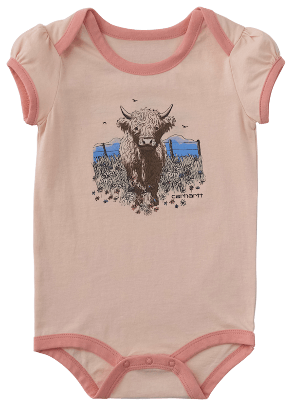 Carhartt Highland Cow Graphic Short-Sleeve Bodysuit for Babies - Bleached Apricot - 12M