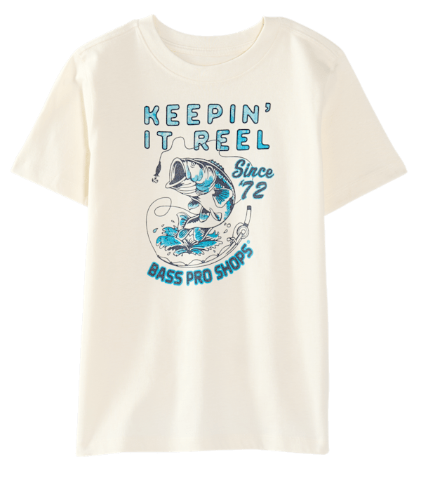 Bass Pro Shops Keepin' it Reel '72 Graphic Short-Sleeve T-Shirt for Kids - Gardenia Reel - S