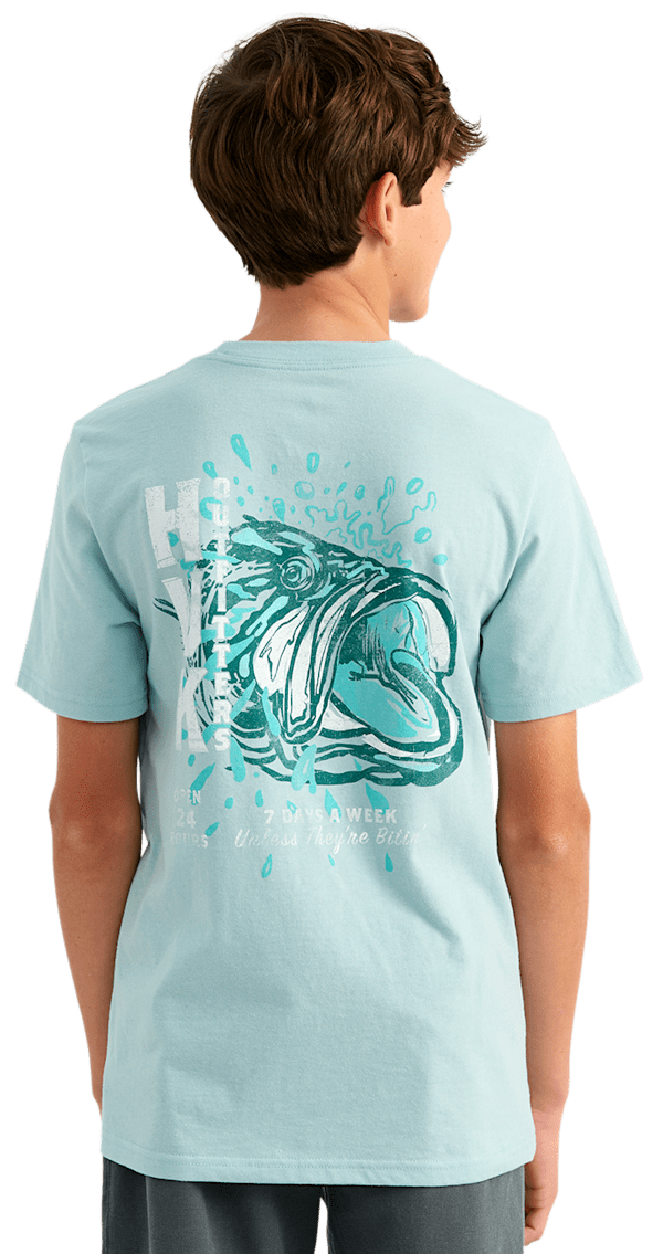 Huk Bass Hours Short-Sleeve T-Shirt for Kids - Heron Blue - XS