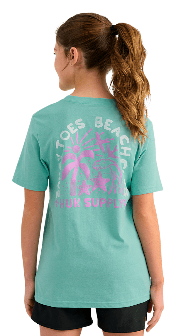 Huk Sandy Toes Short-Sleeve T-Shirt for Kids - Marine Blue Heather - M