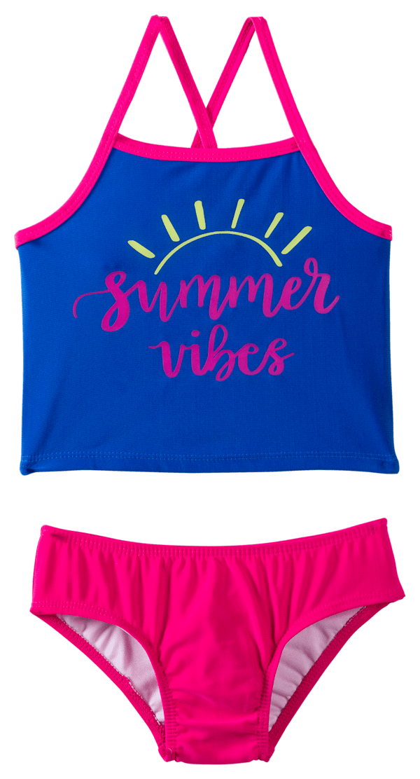 Banana Boat Summer Vibes 2-Piece Swimsuit for Girls - Navy/Pink - 10-12