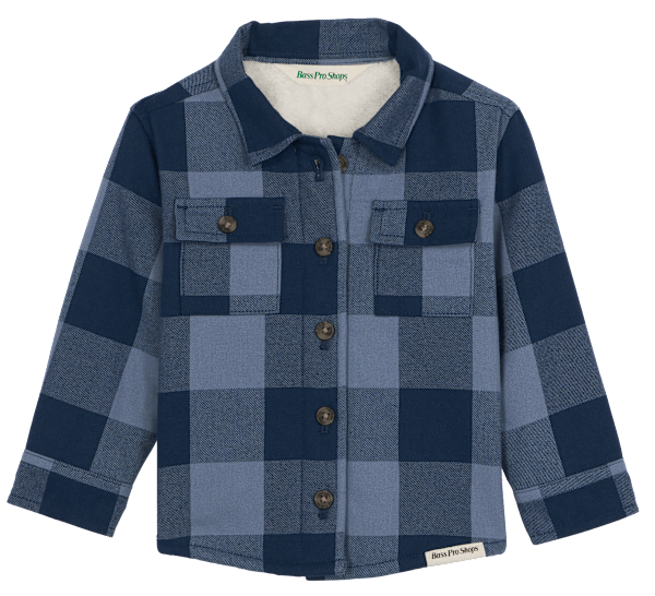 Bass Pro Shops Sherpa-Lined Flannel Long-Sleeve Button-Down Shirt for Babies - Navy/Vintage - 6 Months