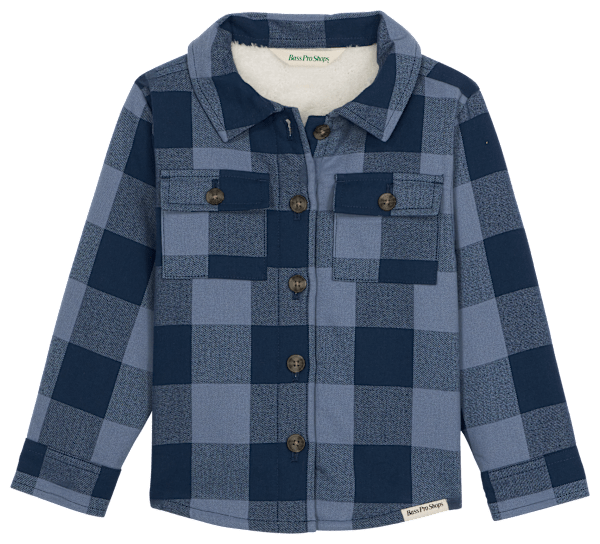 Bass Pro Shops Sherpa-Lined Flannel Long-Sleeve Shirt for Toddlers - Navy/Vintage - 2T