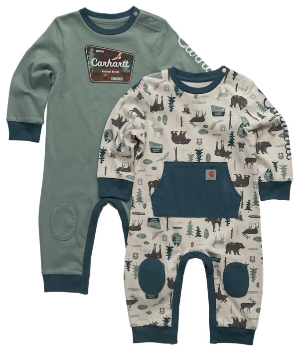 Carhartt Outdoor Graphics Long-Sleeve Coveralls 2-Piece Set for Babies - Patina - 3 Months
