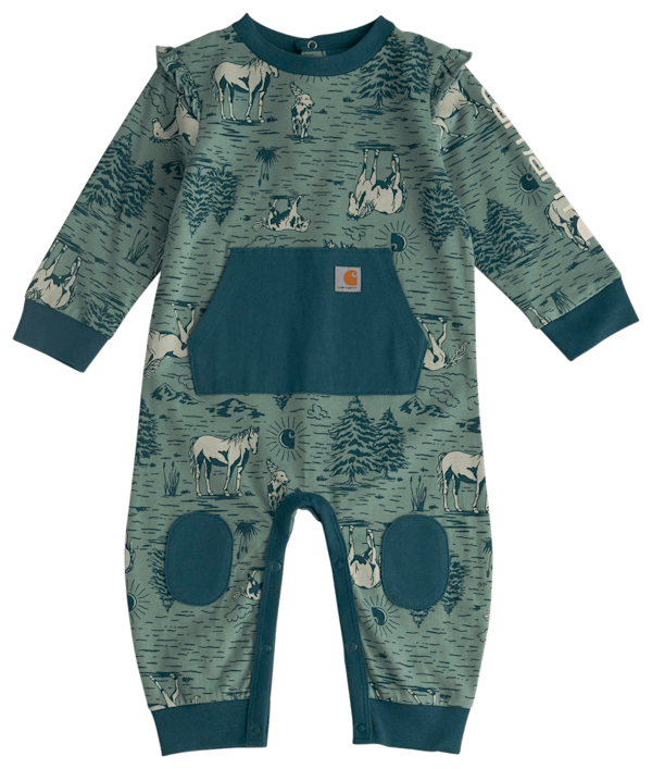 Carhartt Horse Print Long-Sleeve Coveralls for Babies - Patina - 24 Months