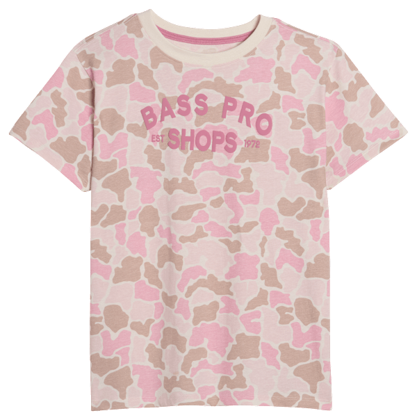 Bass Pro Shops Graphic Short-Sleeve T-Shirt for Kids - Pink Duck Camo - S