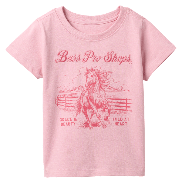 Bass Pro Shops Wild at Heart Horse Graphic Short-Sleeve T-Shirt for Toddlers - Pink Nectar - 2T