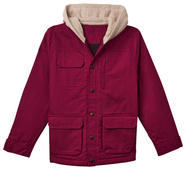 Bass Pro Shops Snap-Front Hooded Work Jacket for Kids - Raspberry Radiance - S
