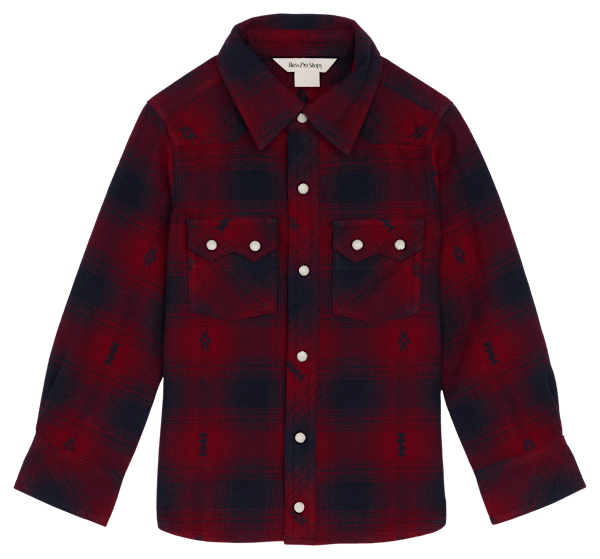 Bass Pro Shops Western Long-Sleeve Button-Down Shirt for Toddlers - Red/Navy - 4T