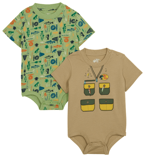 Bass Pro Shops Western Bodysuits 2-Piece Set for Babies - Safari - 9M