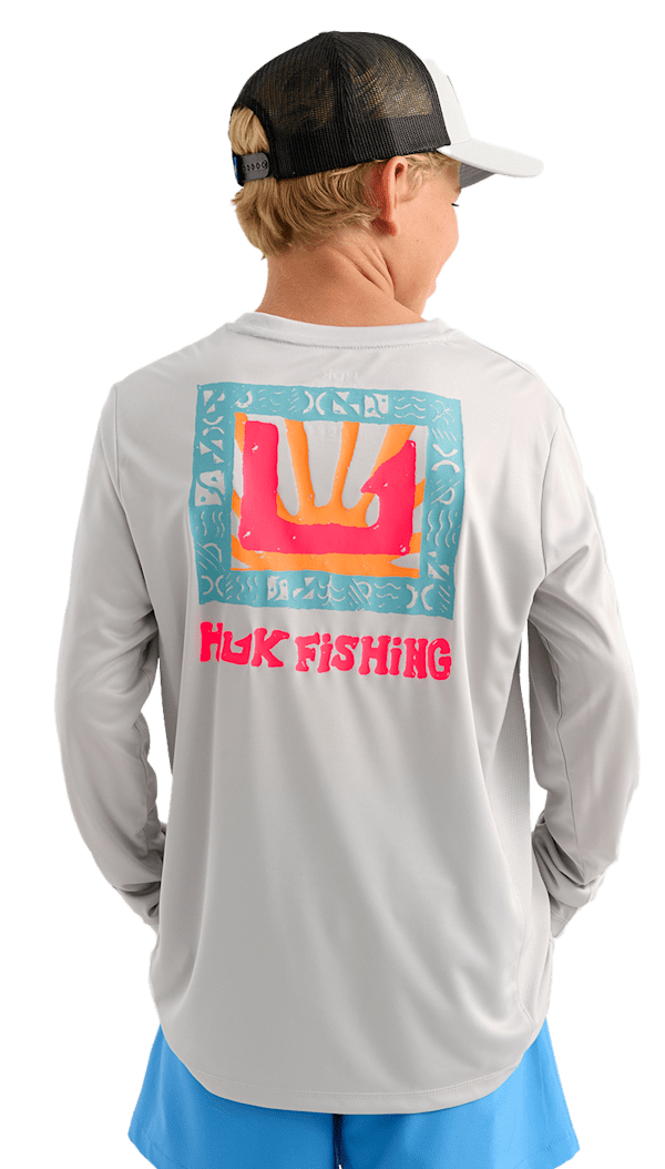Huk Pursuit Sun Long-Sleeve Crew for Kids - Seagull - L