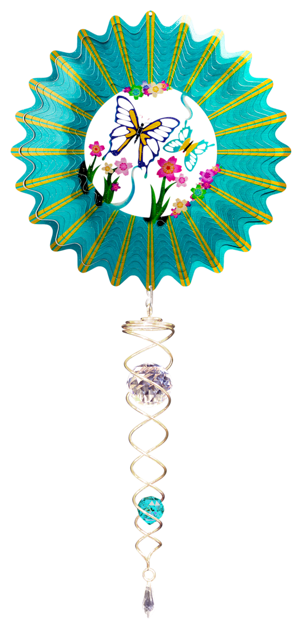 Spinfinity Designs 3D Teal Butterfly Mini Wind Spinner and Crystal Twister Set