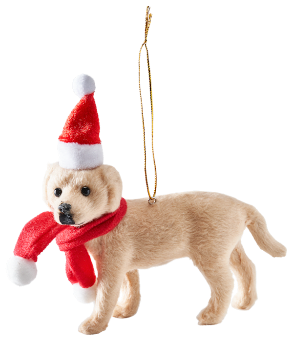 Bass Pro Shops Lab With Santa Hat And Scarf Ornament