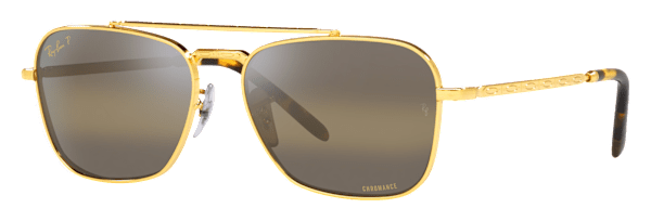 Ray-Ban New Caravan RB3636 Chromance Mirror Glass Polarized Sunglasses - Legend Gold/Dark Brown Chromance Mirror - Standard