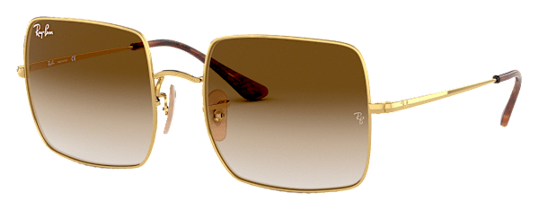 Ray-Ban Square 1971 Classic RB1971 Gradient Glass Sunglasses - Polished Gold/Light Brown Gradient - Standard