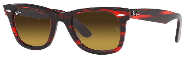 Ray-Ban Original Wayfarer RB2140 Gradient Glass Sunglasses - Polished Striped Red/Brown Gradient - Large