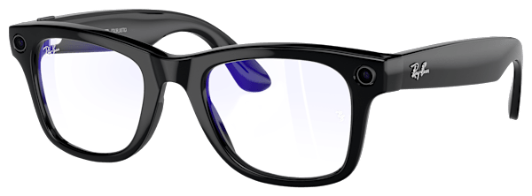 Ray-Ban Meta Wayfarer Gen 1 RW4006 Blue-Light Filter Glasses Shiny Black/Clear/Blue-Violet Filter - Medium
