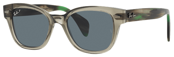Ray-Ban RB0880S Glass Polarized Sunglasses - Transparent Green/Dark Blue - Large