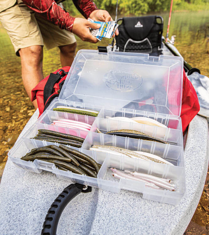 tackle boxes and bags