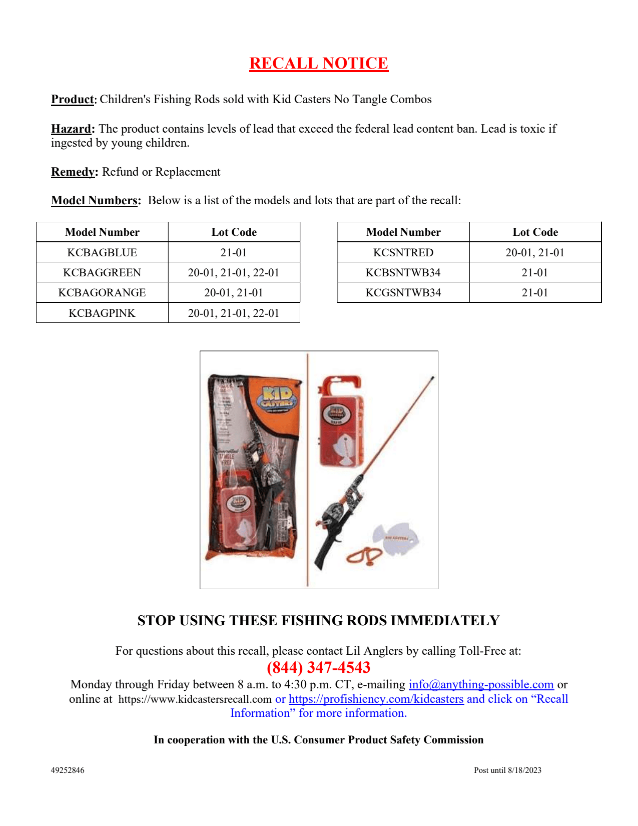 PRODUCT RECALL NOTICE