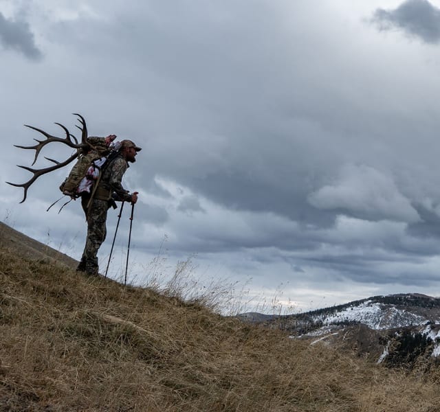 Guy with elk antlers