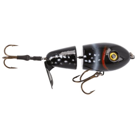 bomber water dog fishing lure Vintage Bomber Water Dog Fishing Lure Peanut Shaped Yellow Black Mid  Century USA