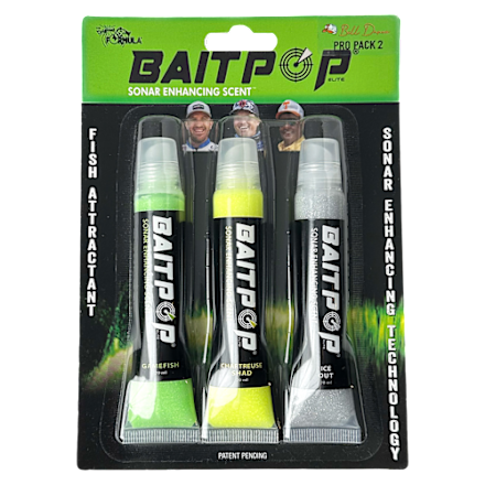 cmo scents and lures inc pops top secret fish attractant Bait Pop Bill Dance Pro Pack 2 - Bait Pop Gamefish, Chartreuse, Ice Out