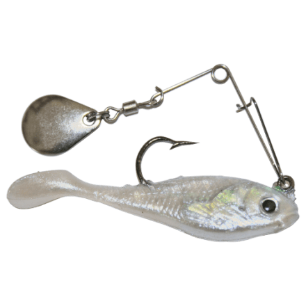 creme saucy siren fishing lure Lit'l Fishie Rigged 1 Pack moving the line slow and then fast Creme Lures Spoiler Shad Swimbait