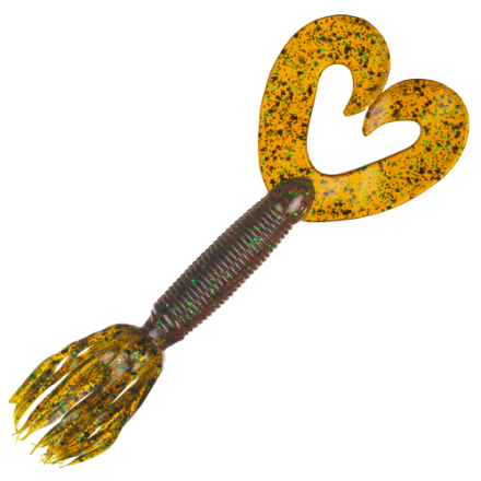 Yamamoto 5" Double Tail Grub – Green Pumpkin Purple Flake (16-20-301) Jig Trailers