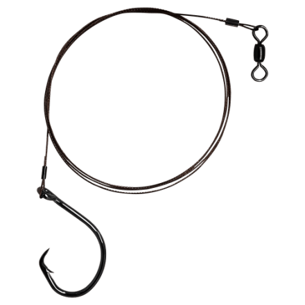 2 hook fishing leader Aquateko Knot Kinky Wire Titanium - 15ft No one wants to sit on a rocking boat trying to re Offshore Angler Circle Hook Leader
