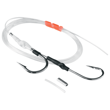 doubke fishing hooks stainless steel DOUBLE J | SIZE OPTIONS custom rigged on 650 lb Fish-Field Stainless Steel Needle Point
