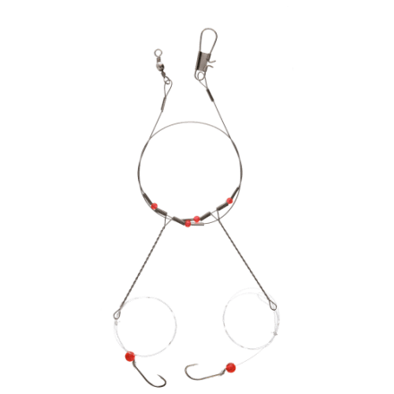 Pre-Tied High-Low Fishing Rig For Porgies, Bass & More – Clear Monofilament With Swivel, No Hooks