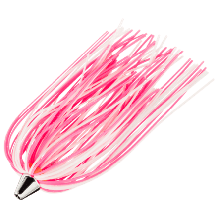 C&H King Buster Lure - Pink/White Skirt, 1/8 Oz Head, 2.5 Inch, 3-Pack, Brass Chrome Head