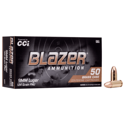 CCI Blazer Brass 9mm Luger 115 Grain Handgun Ammo