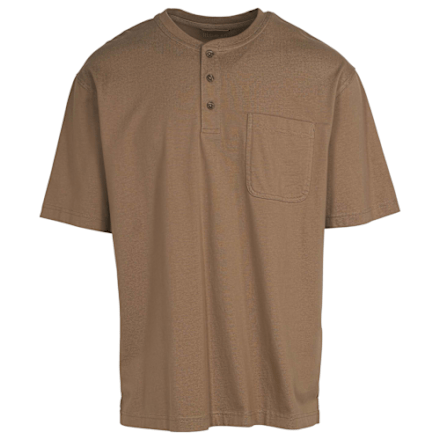 Henley T-shirt thermique à manches longues en coton gaufré riche pour homme, Rouge, M