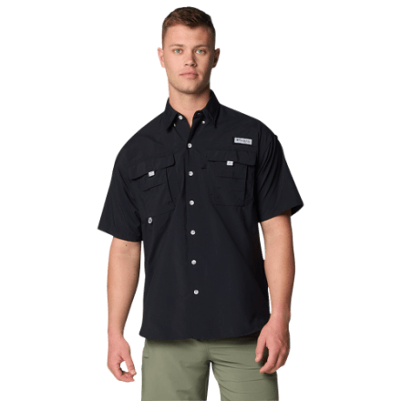 希少 BASS PRO SHOPS フィッシングシャツ L ブラック World Wide Sportsman Nylon Angler Short-Sleeve Button-Down Shirt